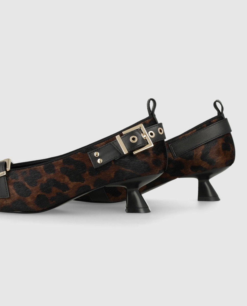 Imagen 2 de Zapatos de salón de mujer en piel efecto animal print con adornos - Lodi - Marrón Marrón