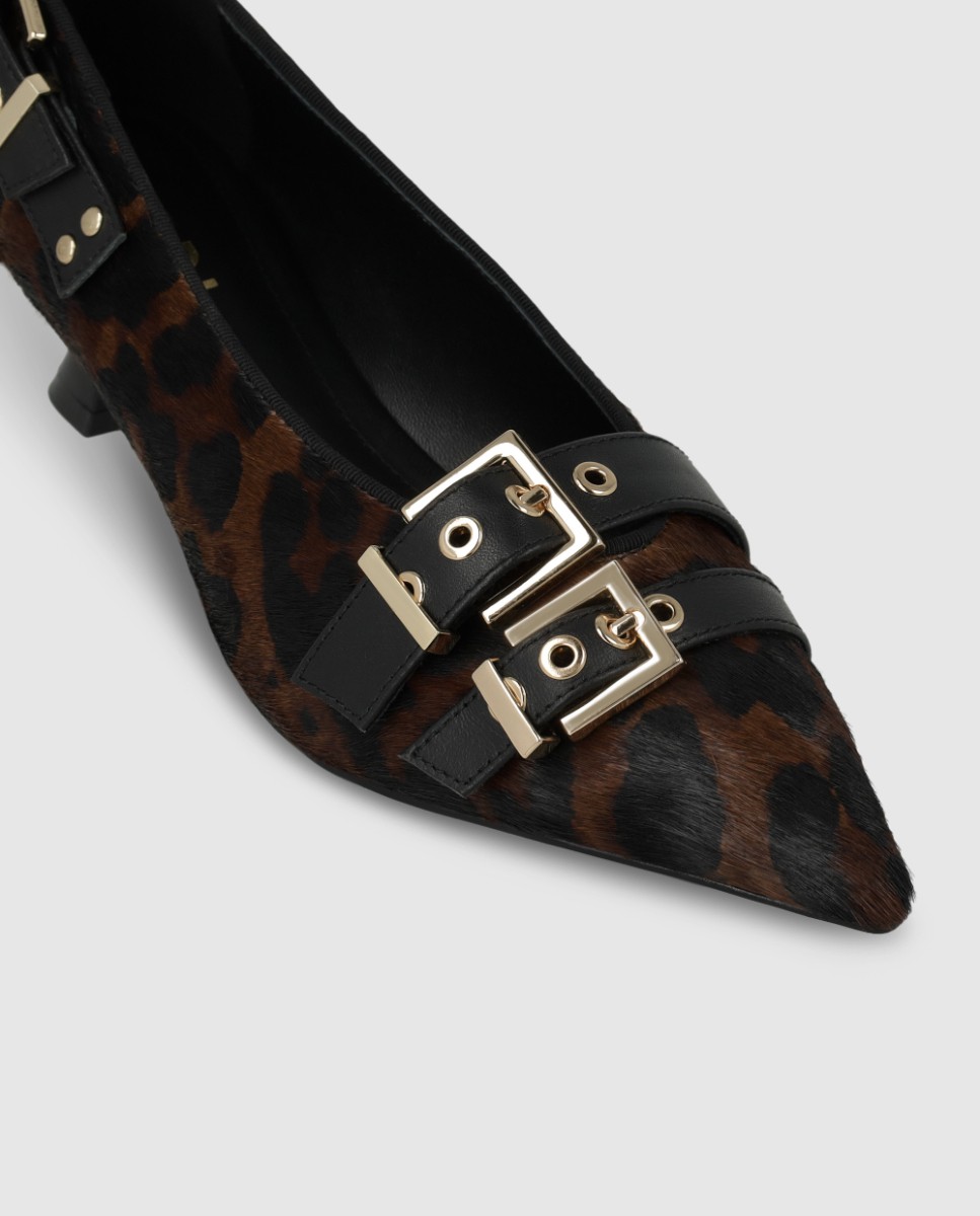 Imagen 4 de Zapatos de salón de mujer en piel efecto animal print con adornos - Lodi - Marrón Marrón