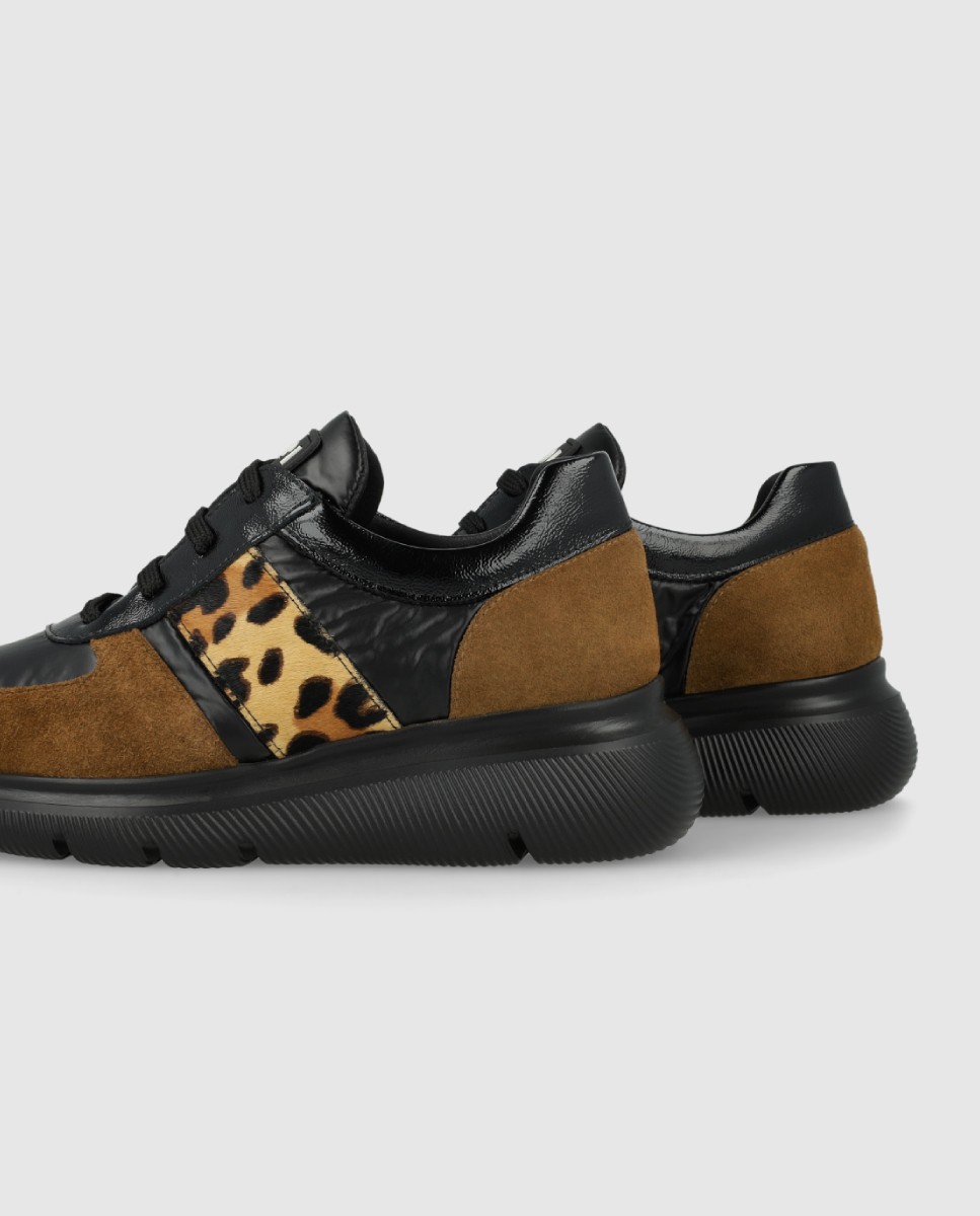Zapatillas de mujer en pieles combinadas - Lodi - Marrón Marrón-2