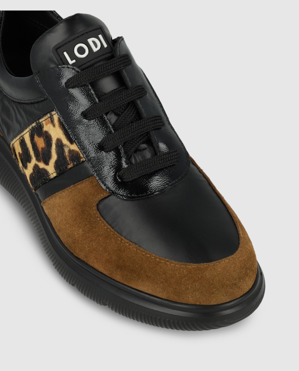 Zapatillas de mujer en pieles combinadas - Lodi - Marrón Marrón-4