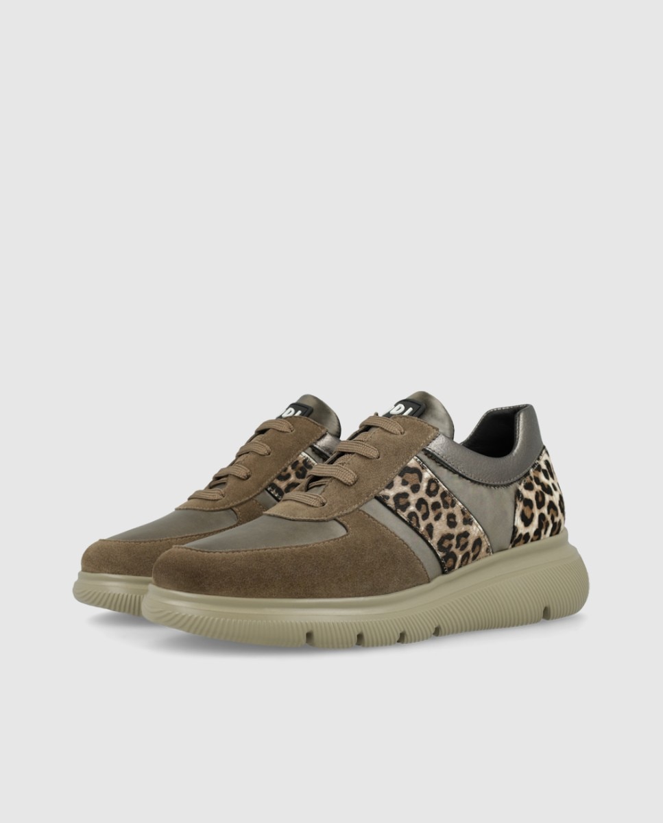 Zapatillas de mujer en pieles combinadas - Lodi - Marrón Marrón-3