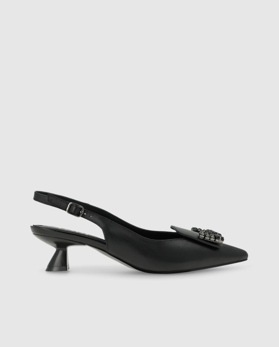 Lodi - Zapatos de salón de mujer destalonados en piel con adorno pedrería.