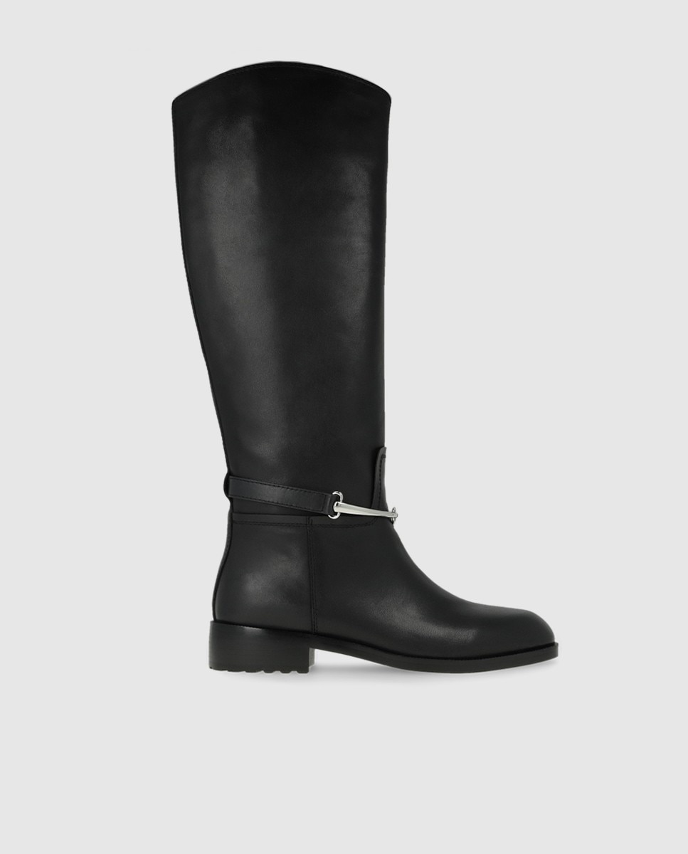 Botas de mujer en piel con adorno estribo - Lodi - Negro Negro-1