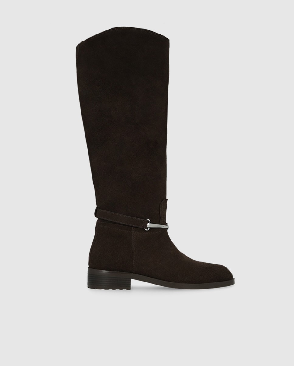 Botas de mujer en piel con adorno estribo - Lodi - Marrón oscuro Marrón oscuro-1