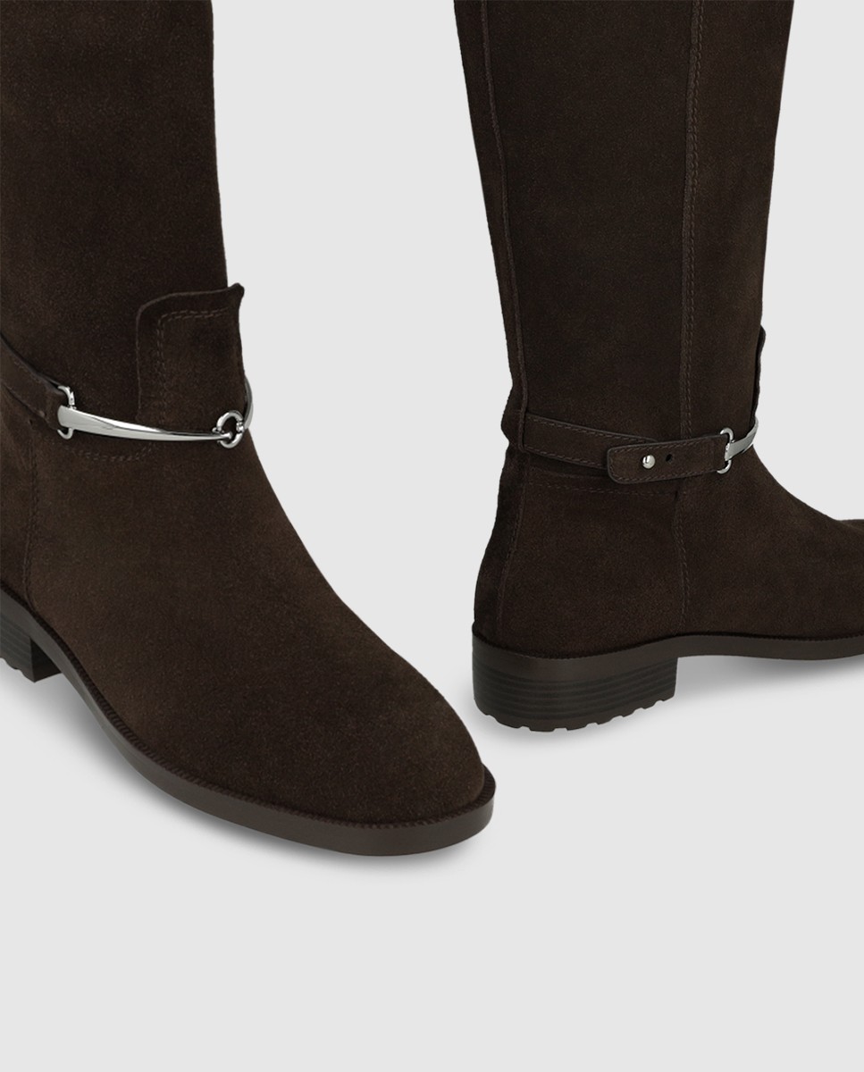 Botas de mujer en piel con adorno estribo - Lodi - Marrón oscuro Marrón oscuro-4