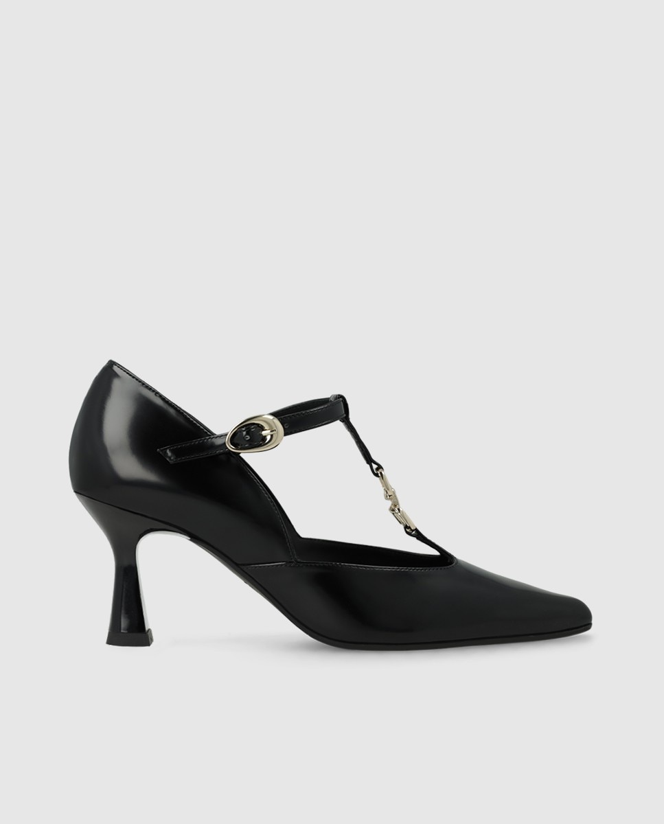 Zapatos de salón de mujer en tejido efecto piel brillo - Lodi - Negro Negro-1
