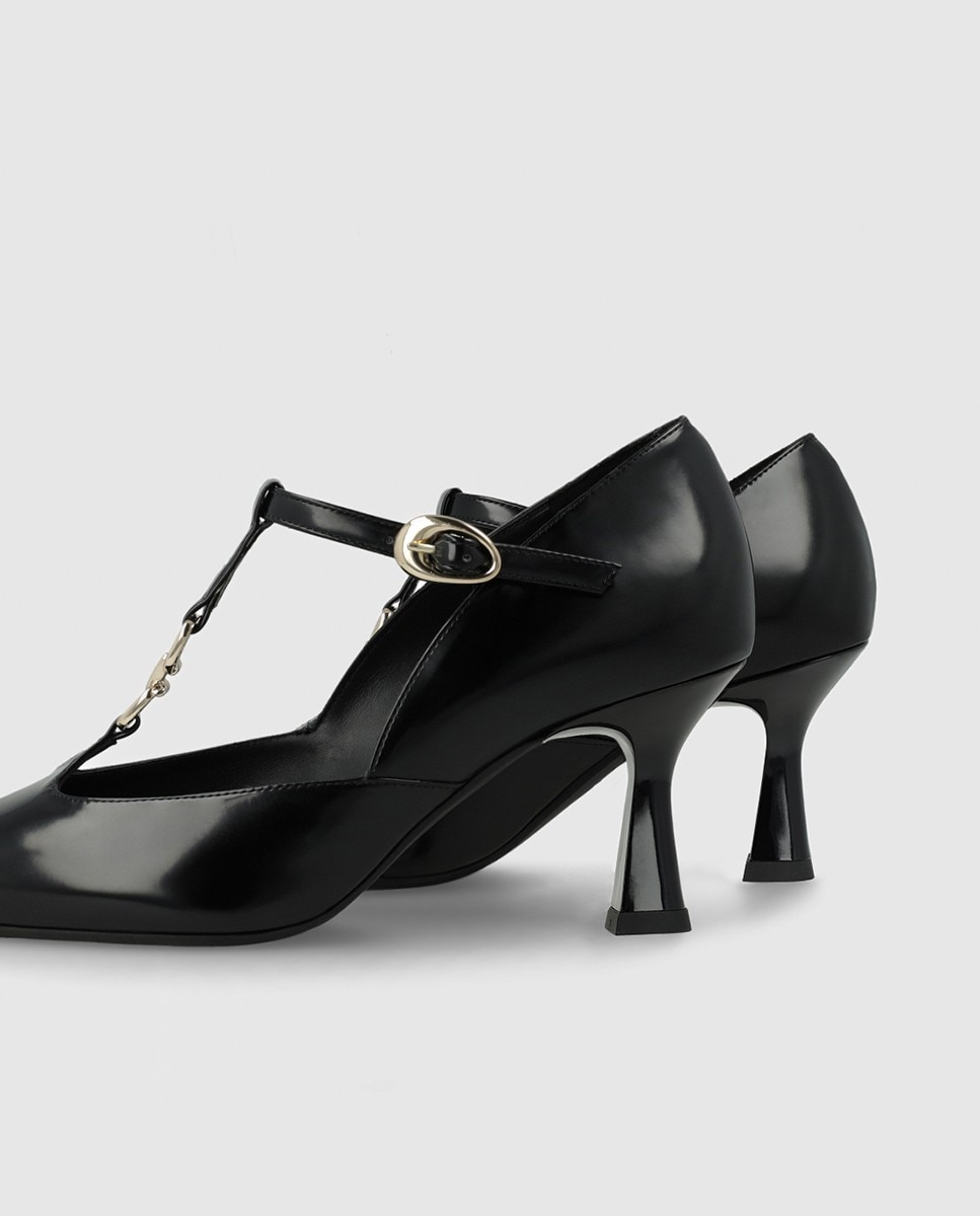 Zapatos de salón de mujer en tejido efecto piel brillo - Lodi - Negro Negro-2