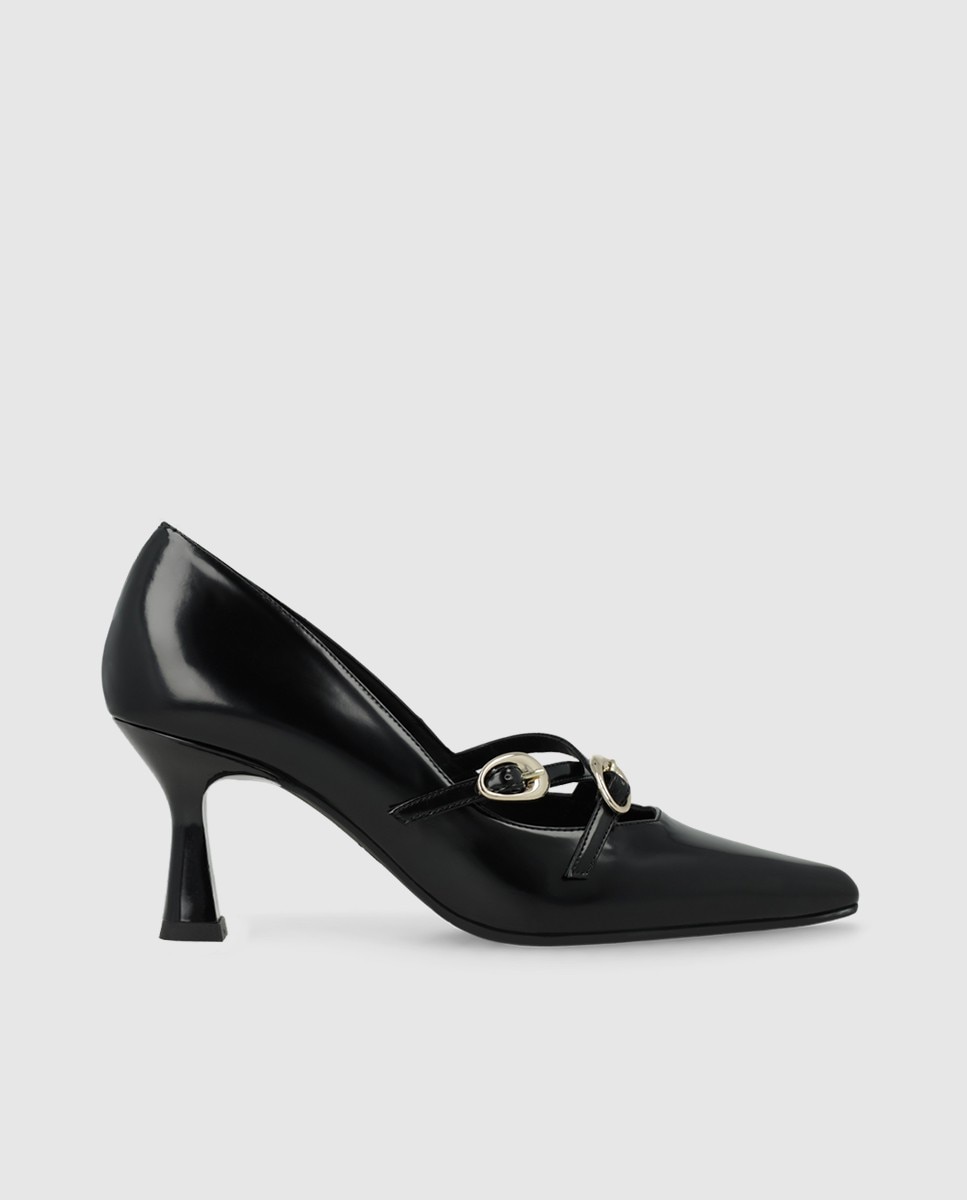 Zapatos de salón de mujer en tejido efecto piel brillo - Lodi - Negro Negro-1