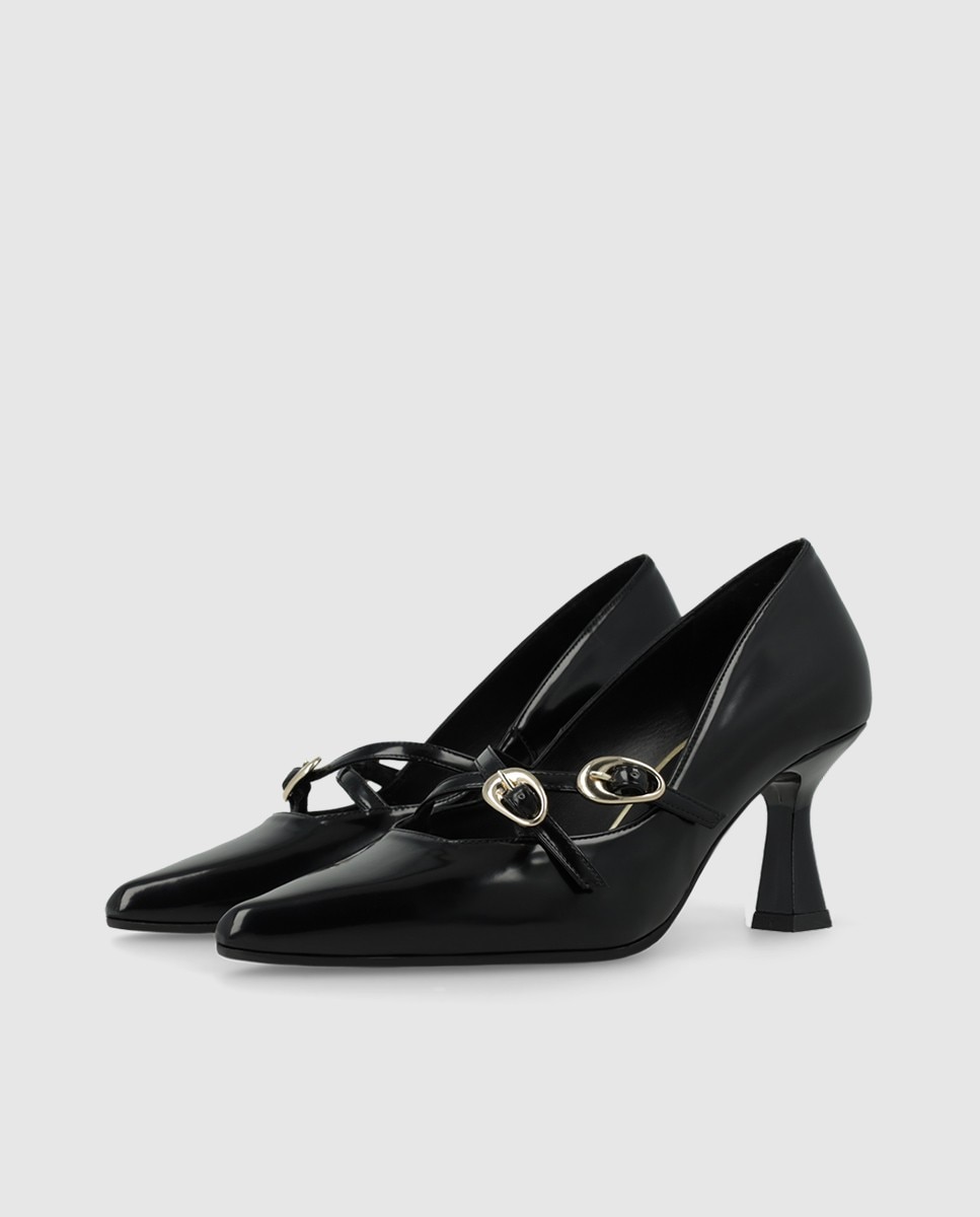 Zapatos de salón de mujer en tejido efecto piel brillo - Lodi - Negro Negro-3