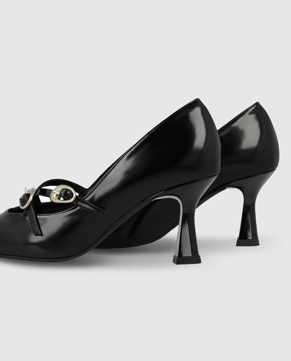 Zapatos de salón de mujer en tejido efecto piel brillo - Lodi - Negro Negro-2