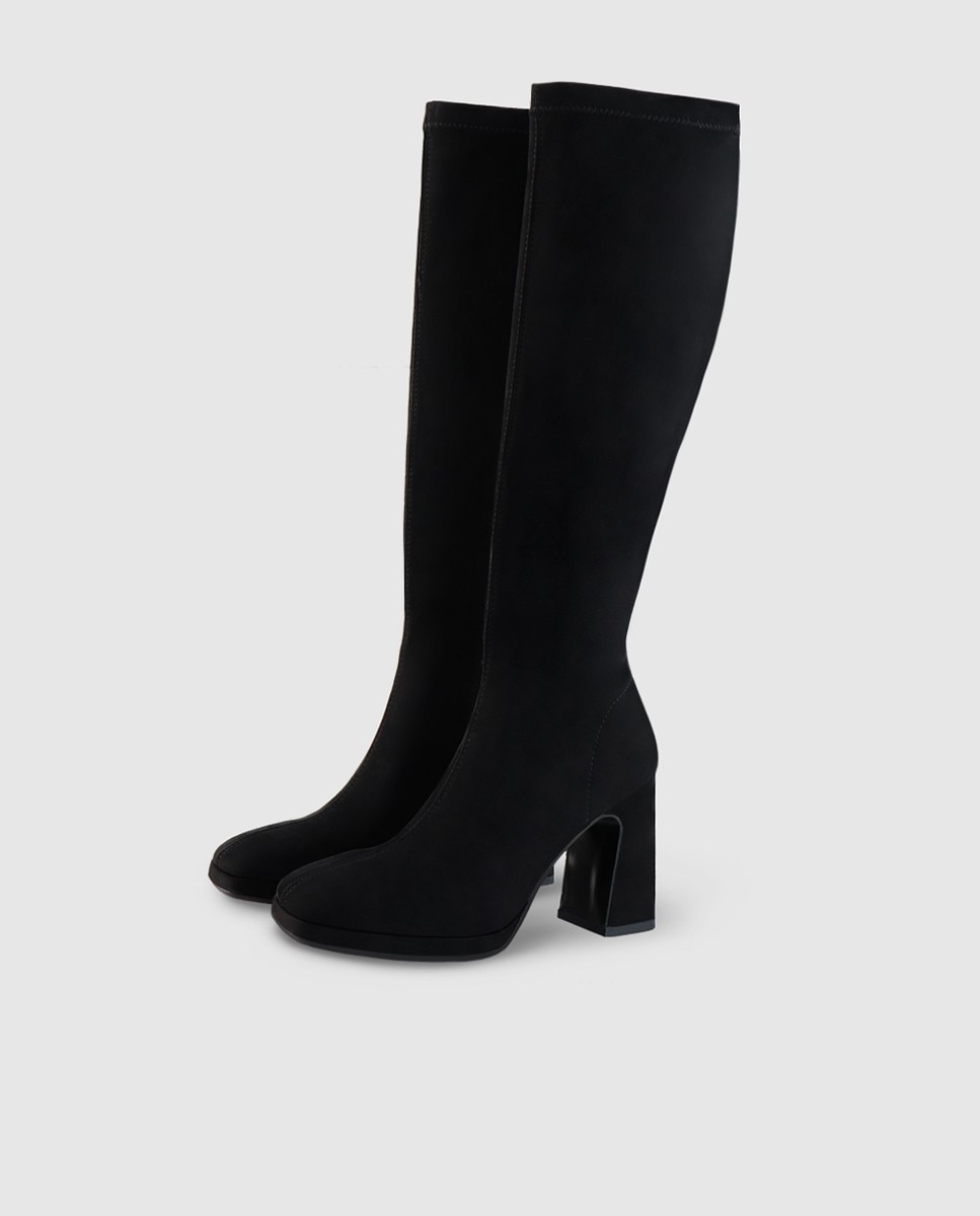 Botas de mujer con tacón y plataforma en antelina - Lodi - Negro Negro-2