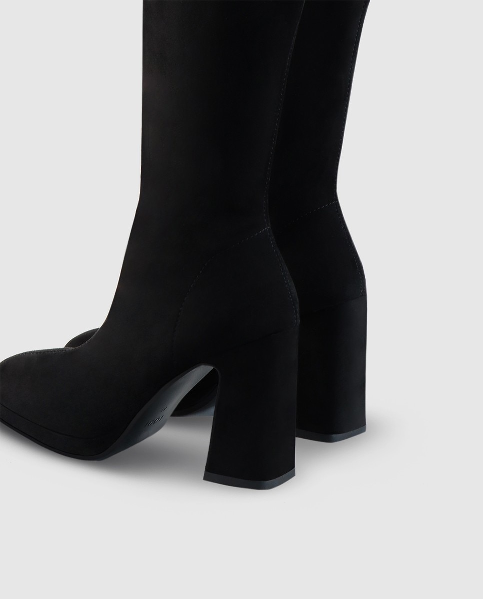 Botas de mujer con tacón y plataforma en antelina - Lodi - Negro Negro-3