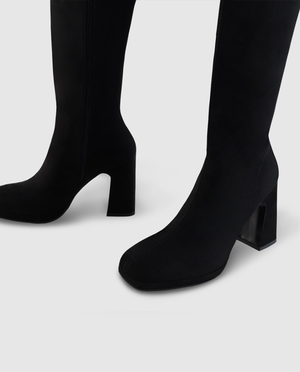 Botas de mujer con tacón y plataforma en antelina - Lodi - Negro Negro-4