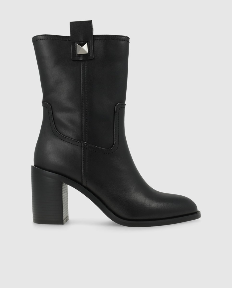 Botines de mujer en piel con tacón - Lodi - Negro Negro-1