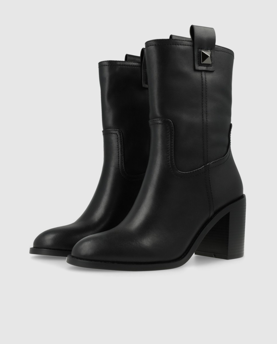 Botines de mujer en piel con tacón - Lodi - Negro Negro-3