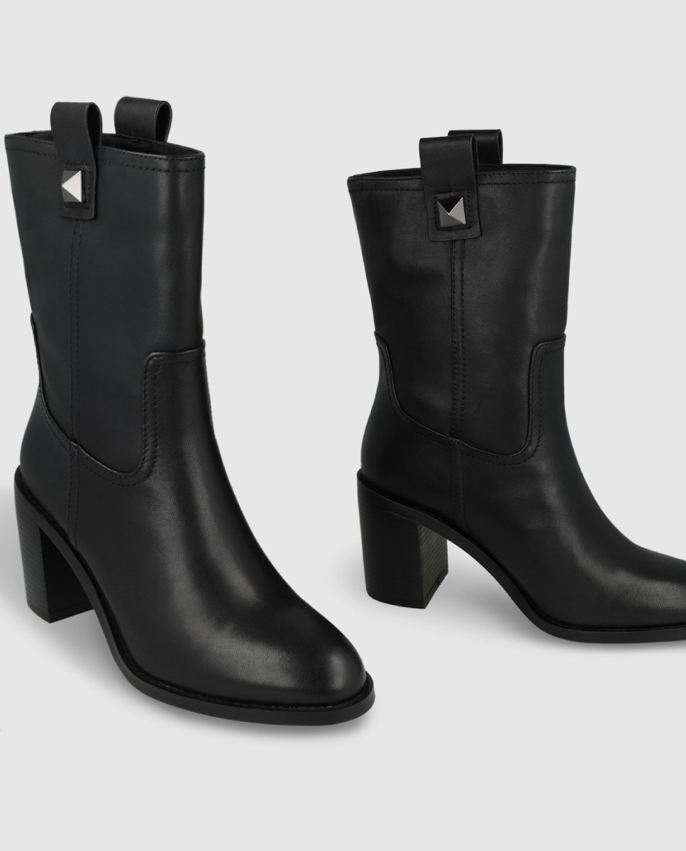 Botines de mujer en piel con tacón - Lodi - Negro Negro-4