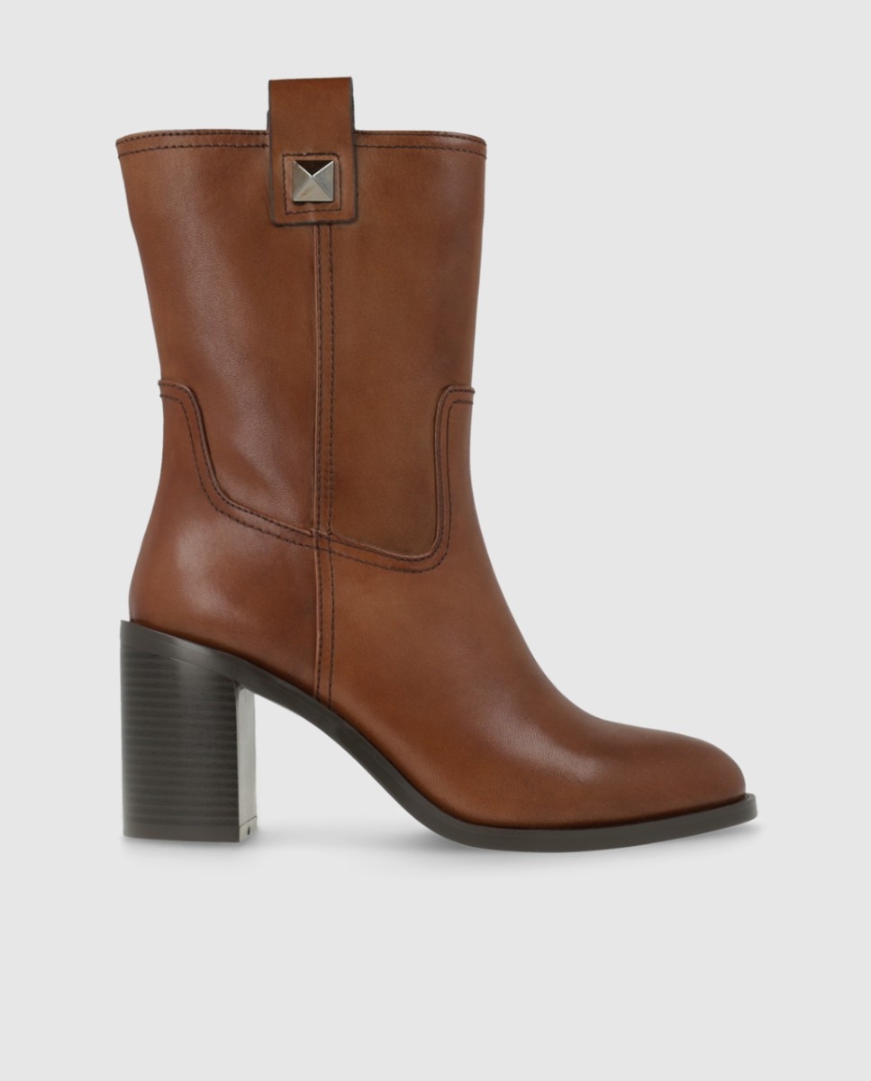 Botines de mujer en piel con tacón - Lodi - Marrón Marrón-1