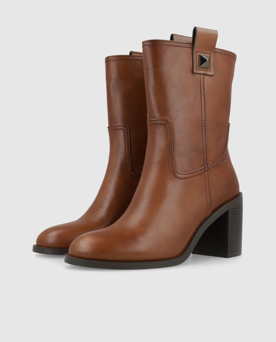 Botines de mujer en piel con tacón - Lodi - Marrón Marrón-3
