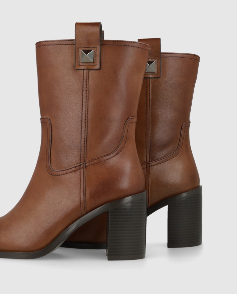 Botines de mujer en piel con tacón - Lodi - Marrón Marrón-2