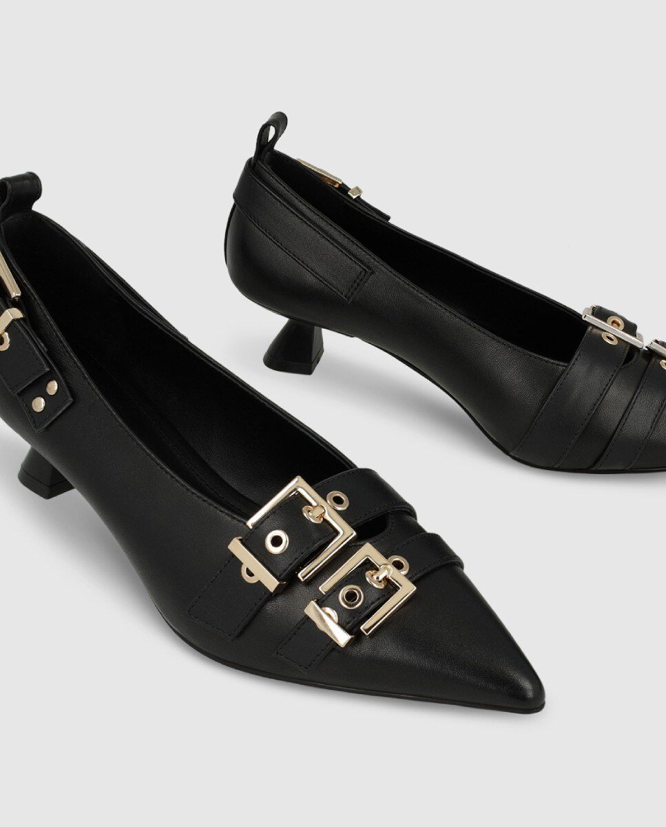 Imagen 4 de Zapatos de salón de mujer en piel con adornos - Lodi - Negro Negro