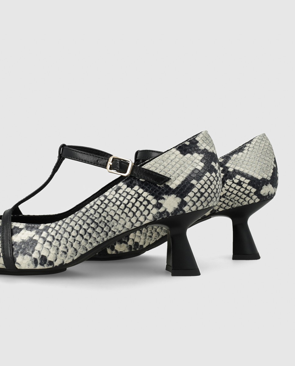 Zapatos de mujer en piel efecto animal print - Lodi - Blanco / Negro Blanco / Negro-2