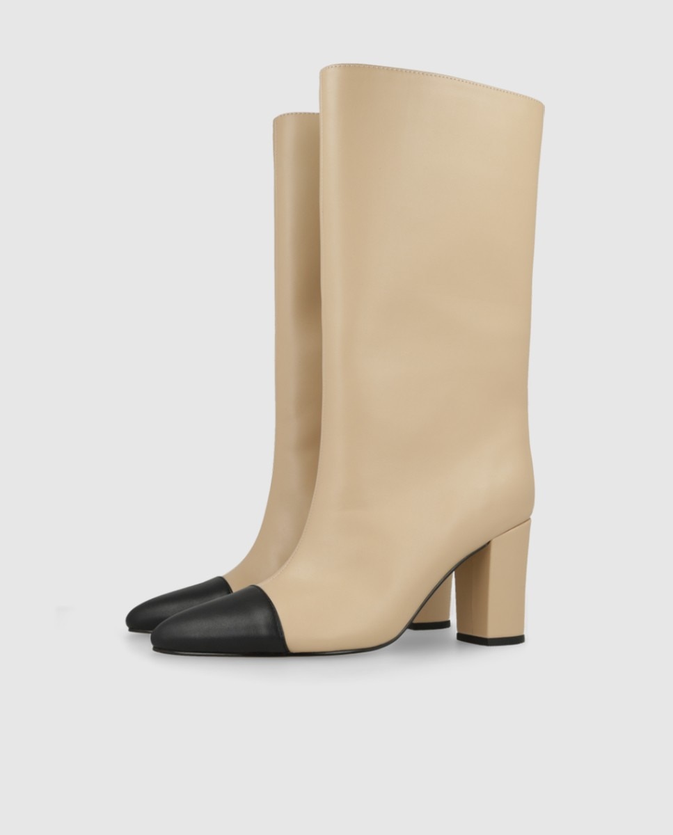 Botas de mujer altas con caña ancha - Lodi - Beige Beige-3
