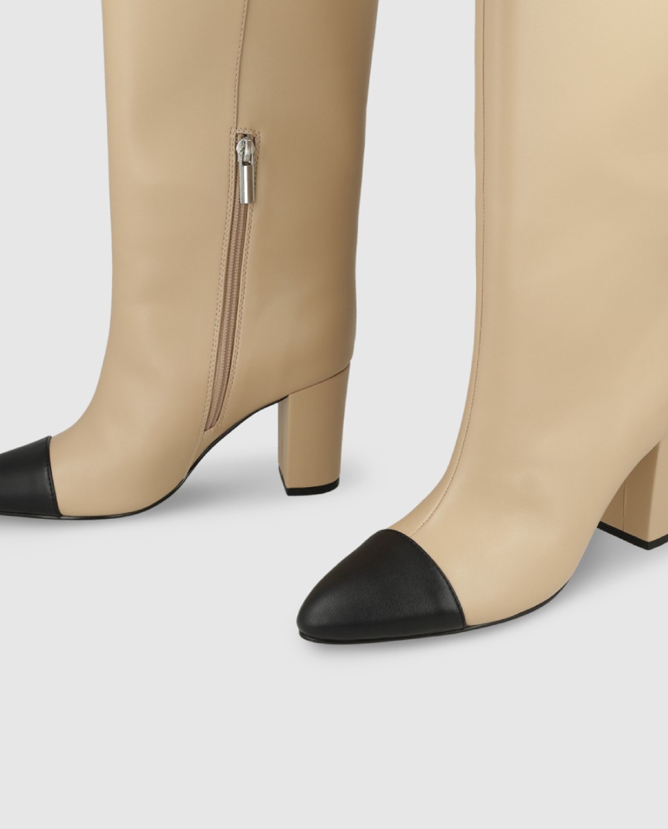 Botas de mujer altas con caña ancha - Lodi - Beige Beige-4