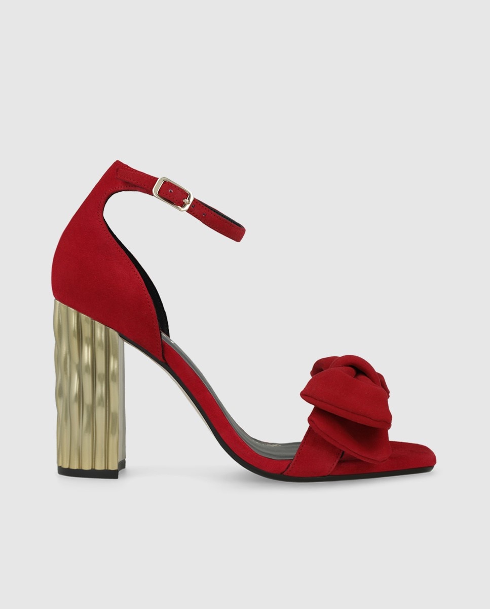 Sandalias de mujer en ante y tacón joya - Lodi - Rojo Rojo-1