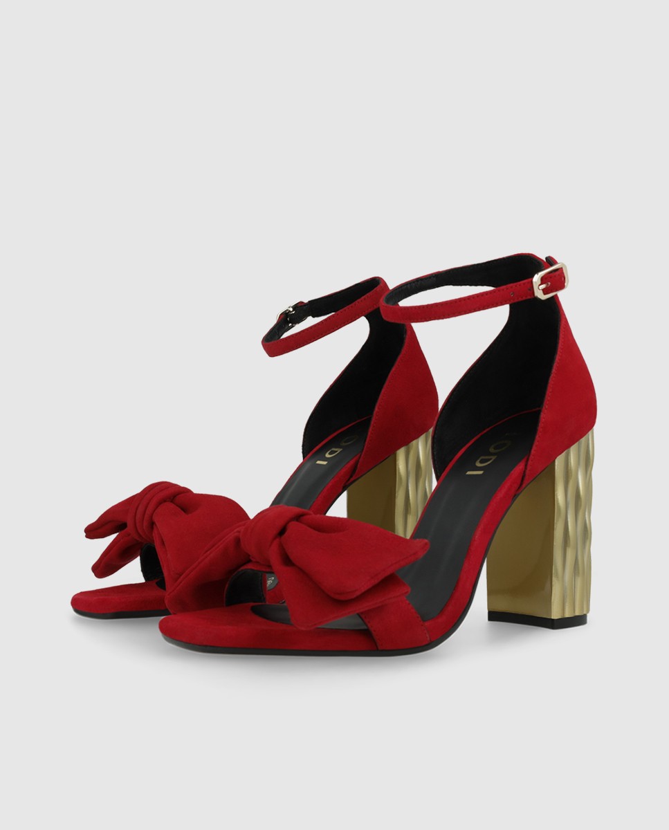 Sandalias de mujer en ante y tacón joya - Lodi - Rojo Rojo-3