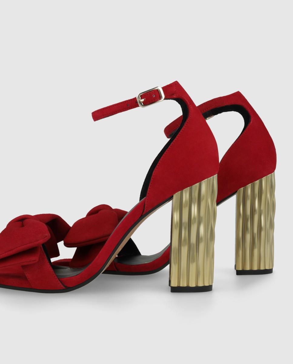 Sandalias de mujer en ante y tacón joya - Lodi - Rojo Rojo-2