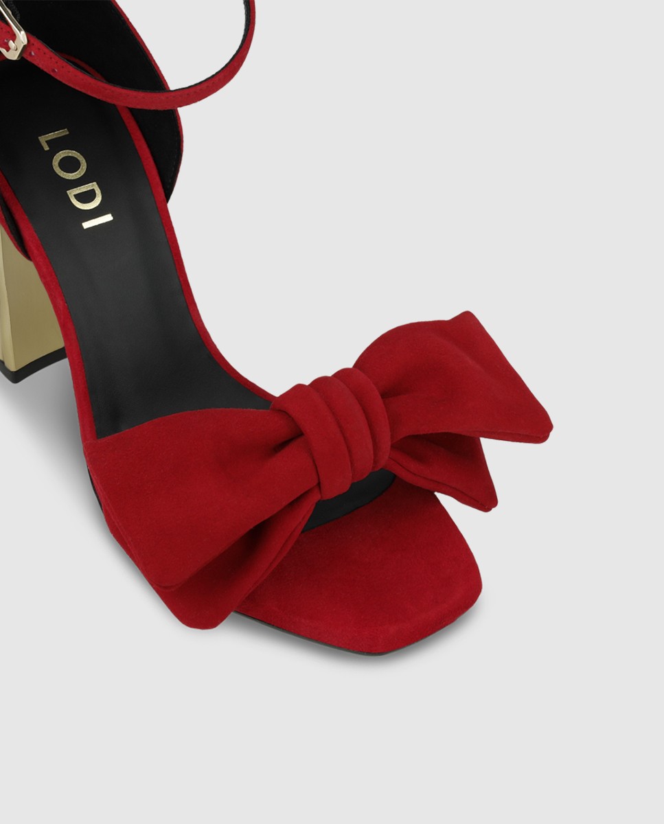 Sandalias de mujer en ante y tacón joya - Lodi - Rojo Rojo-4
