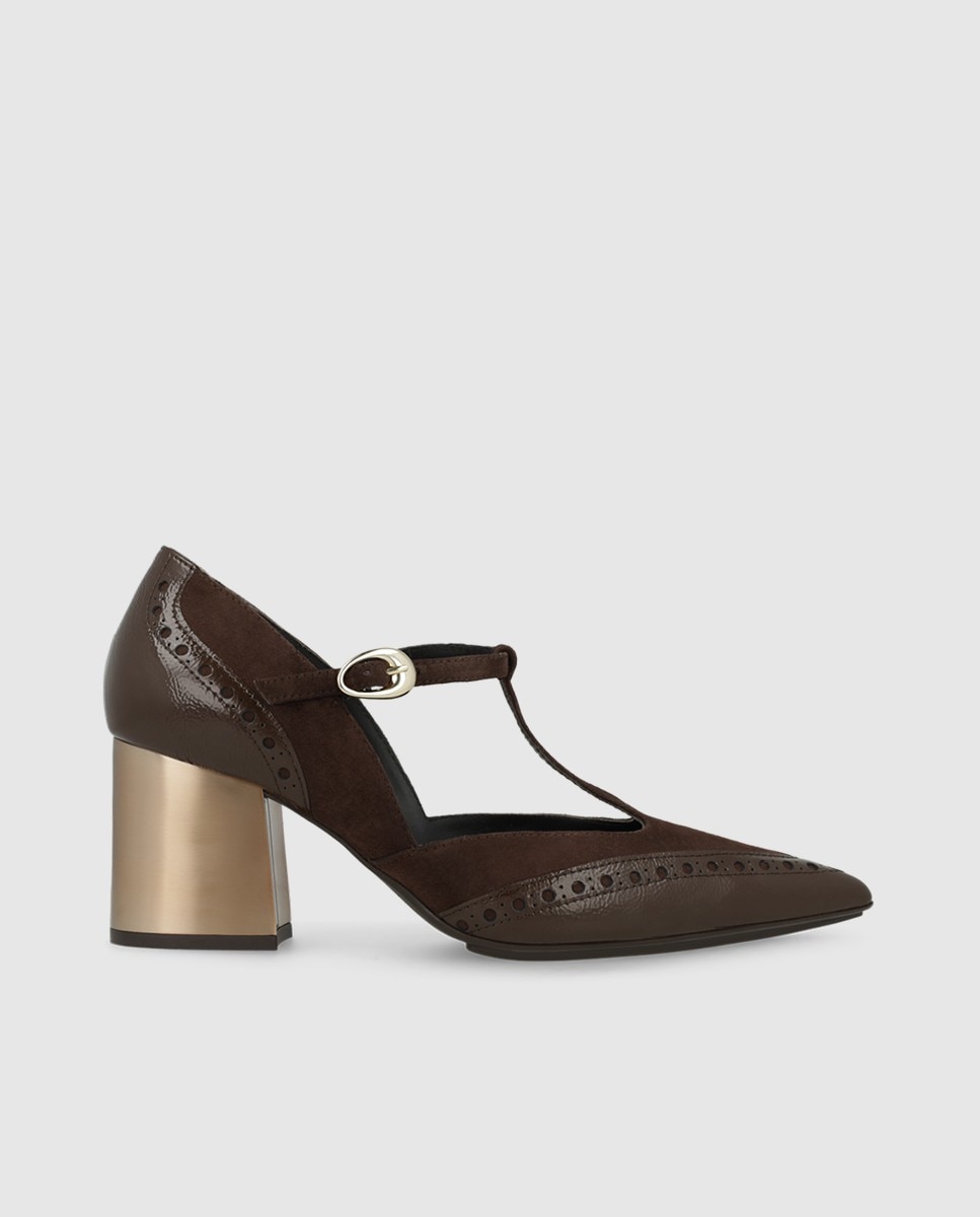 Zapatos de salón de mujer en piel con tacón pintado - Lodi - Marrón Marrón-1