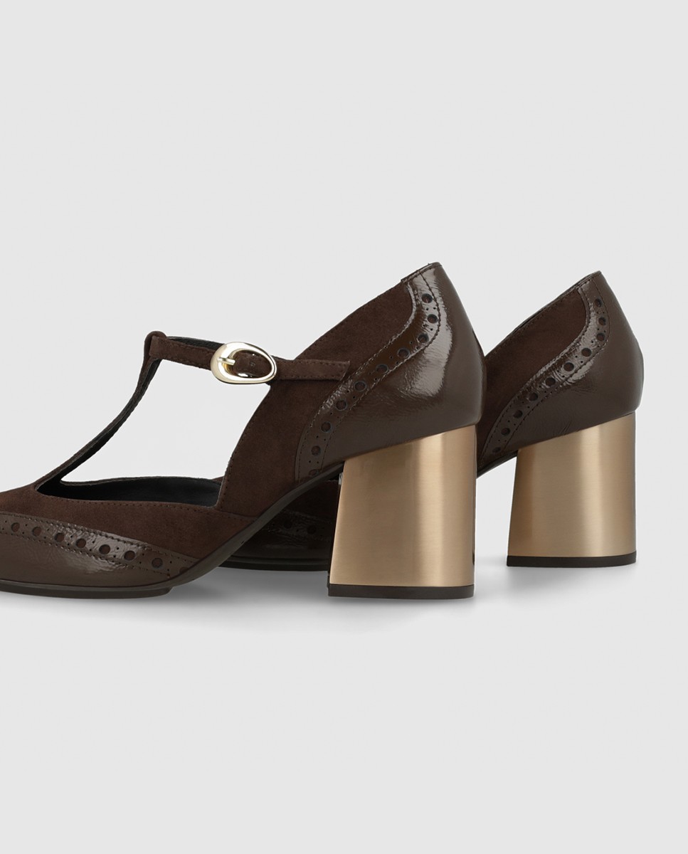 Zapatos de salón de mujer en piel con tacón pintado - Lodi - Marrón Marrón-2