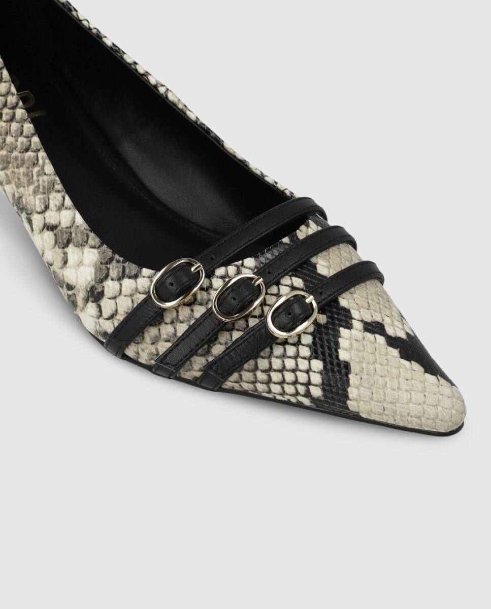 Imagen 4 de Zapatos de salón de mujer en piel efecto animal print - Lodi - Beige/Marrón Beige/Marrón