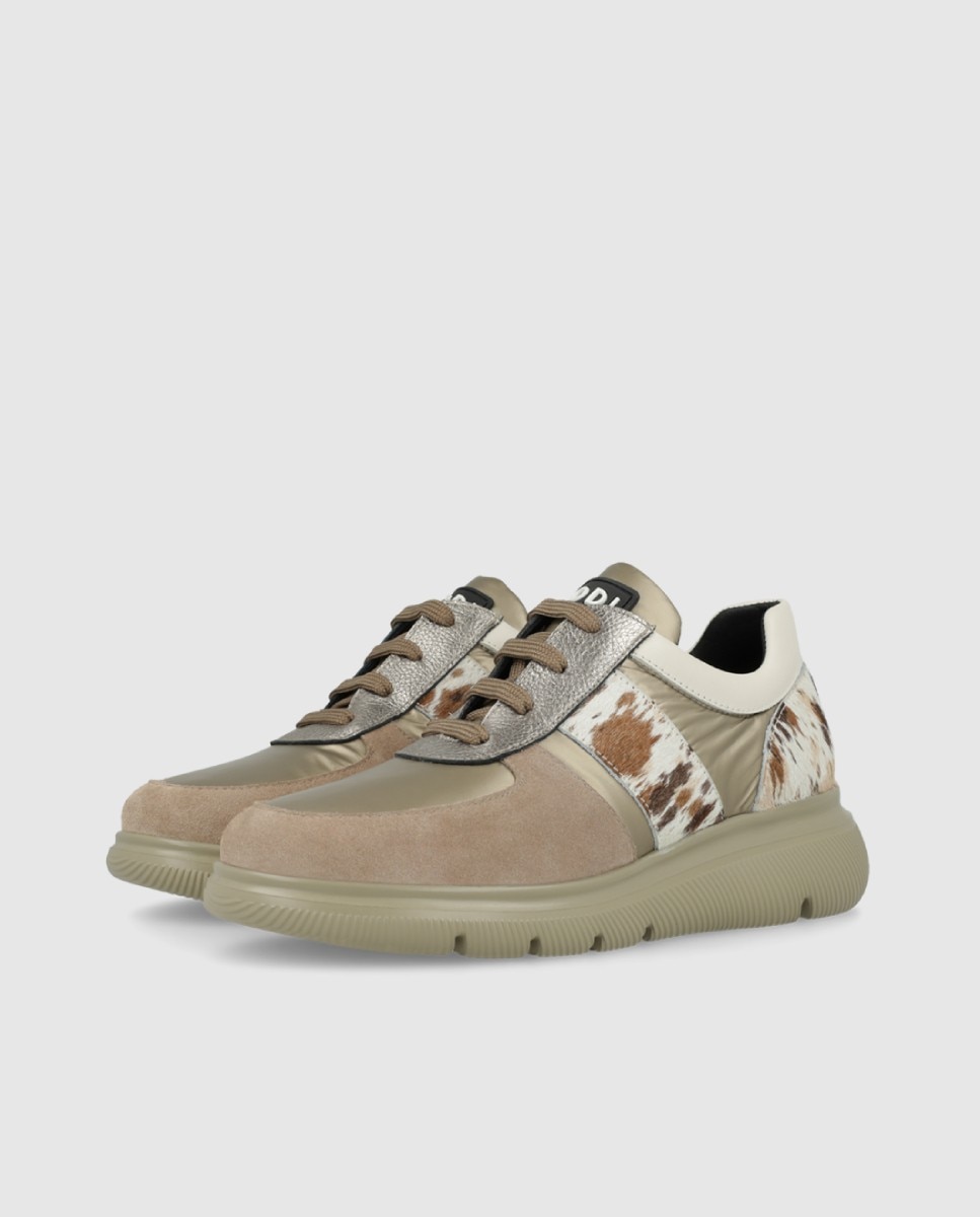 Zapatillas de mujer en pieles combinadas - Lodi - Beige Beige-3