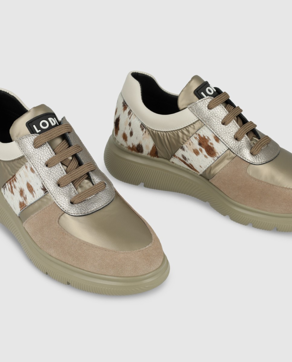 Zapatillas de mujer en pieles combinadas - Lodi - Beige Beige-4