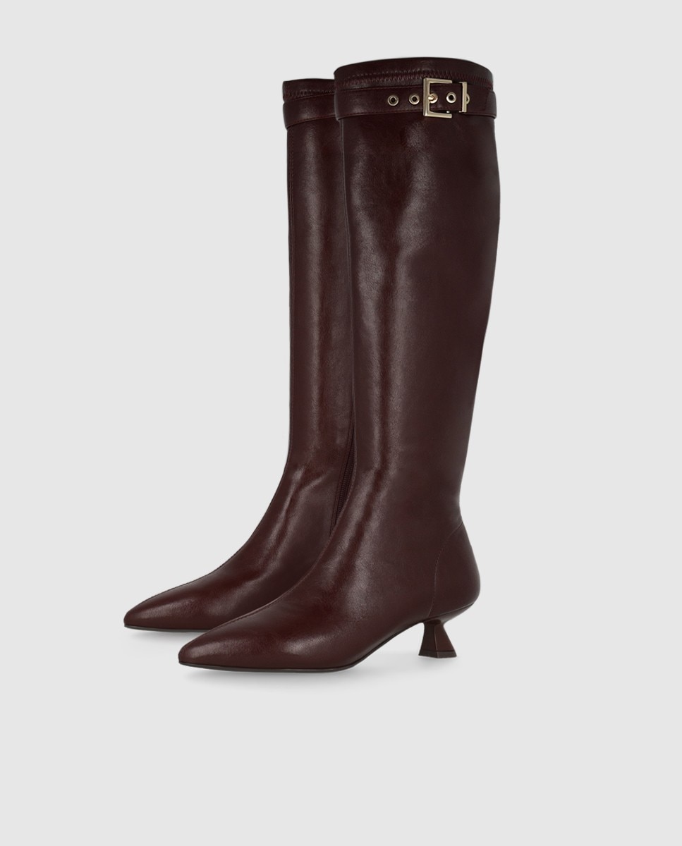 Botas de mujer altas con adorno - Lodi - Marrón oscuro Marrón oscuro-2