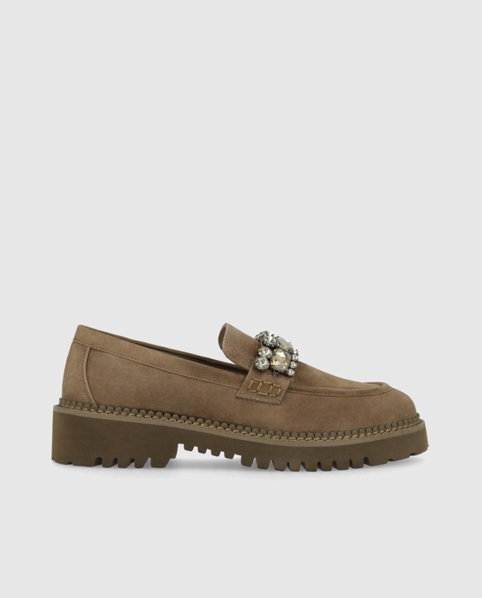 Mocasines de mujer en ante con adorno en copete - Lodi - Marrón claro Marrón claro-1