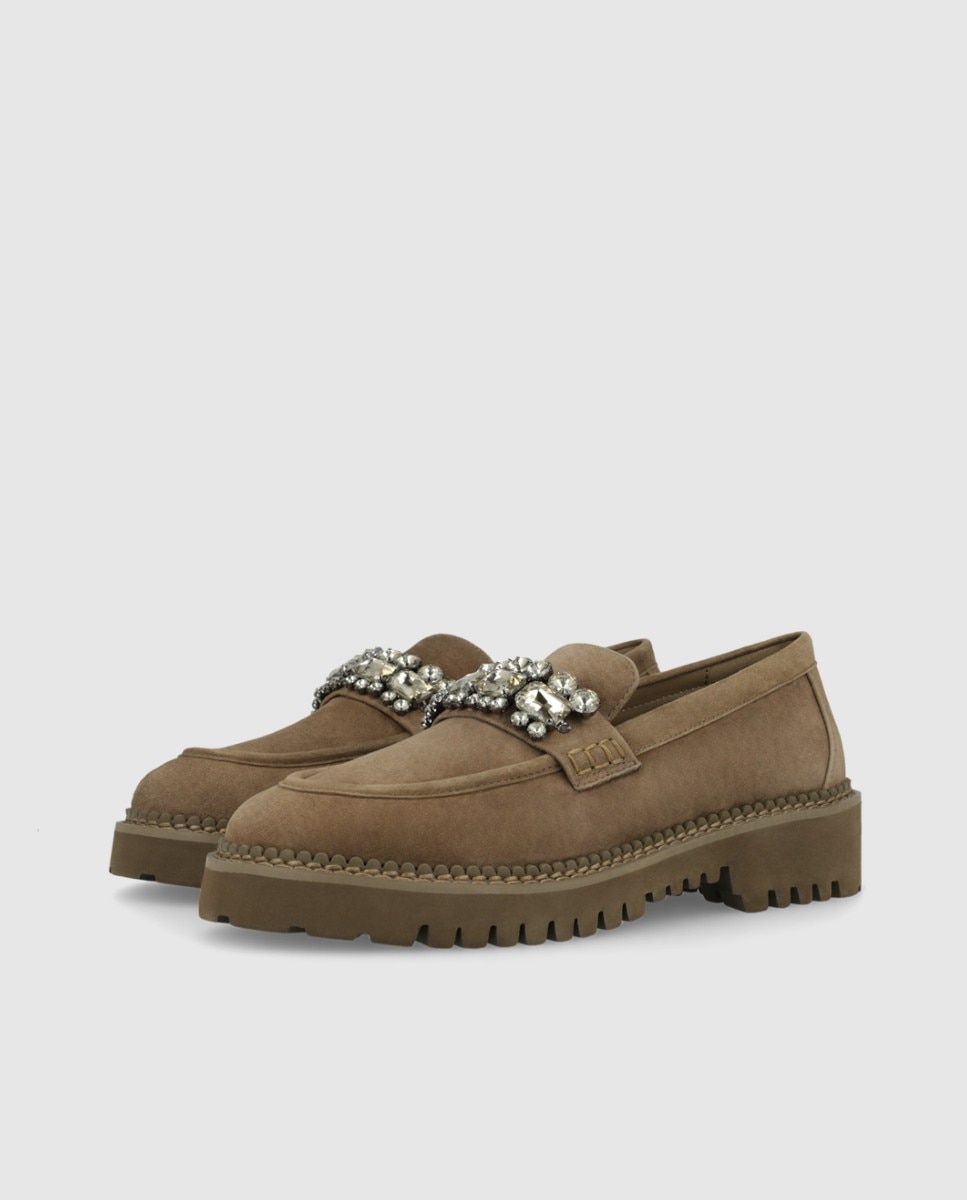 Mocasines de mujer en ante con adorno en copete - Lodi - Marrón claro Marrón claro-3