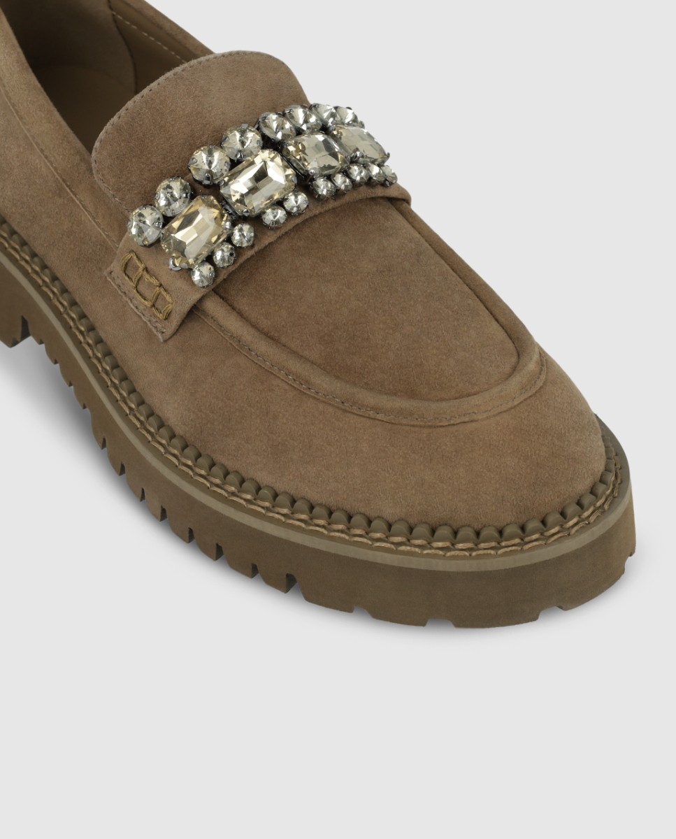 Mocasines de mujer en ante con adorno en copete - Lodi - Marrón claro Marrón claro-2