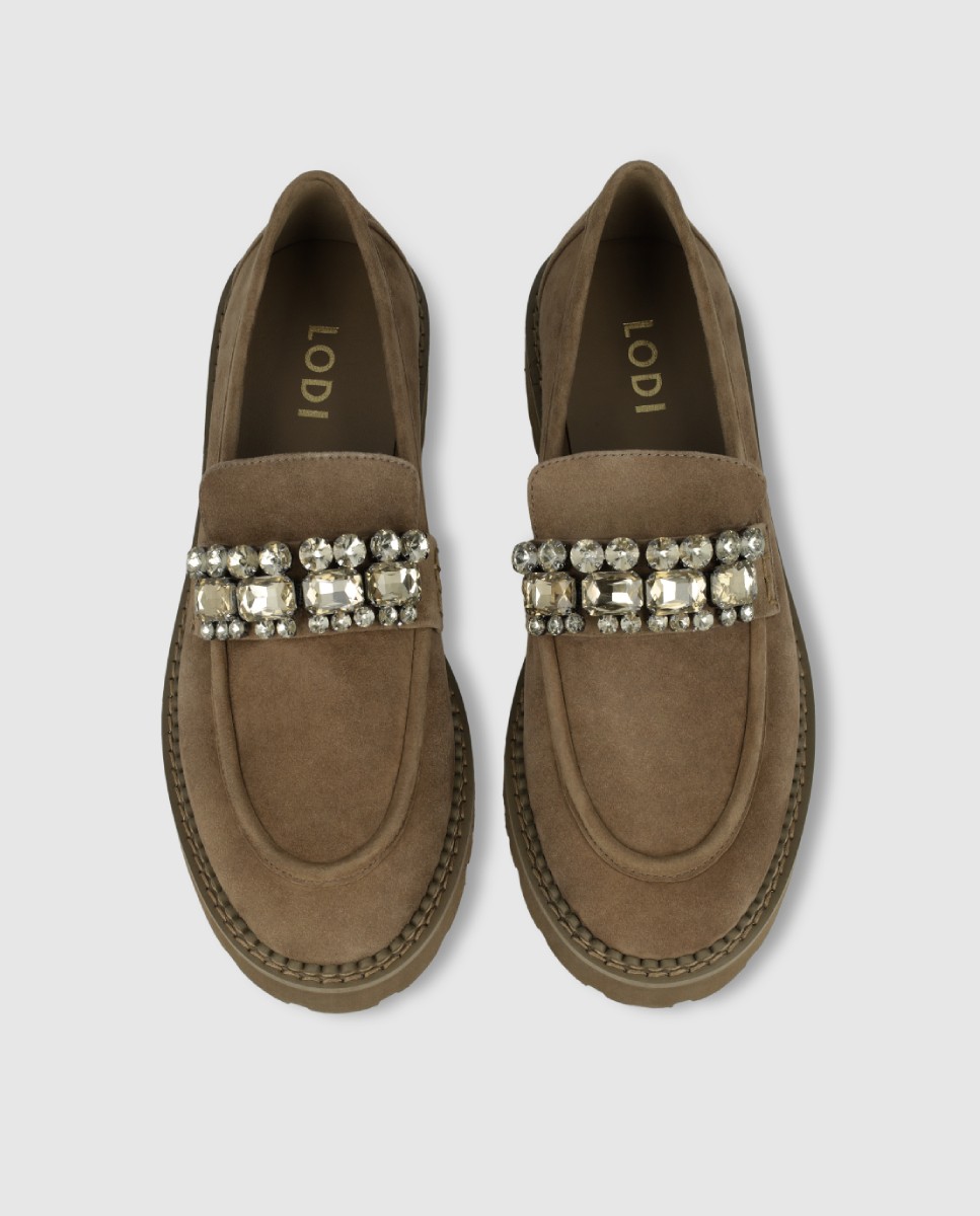 Mocasines de mujer en ante con adorno en copete - Lodi - Marrón claro Marrón claro-4