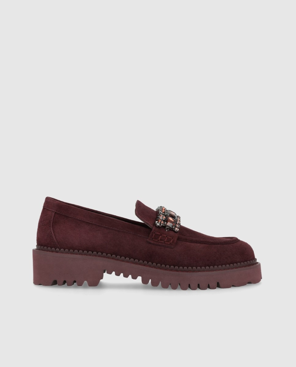 Mocasines de mujer en ante con adorno en copete - Lodi - Burdeos Burdeos-1