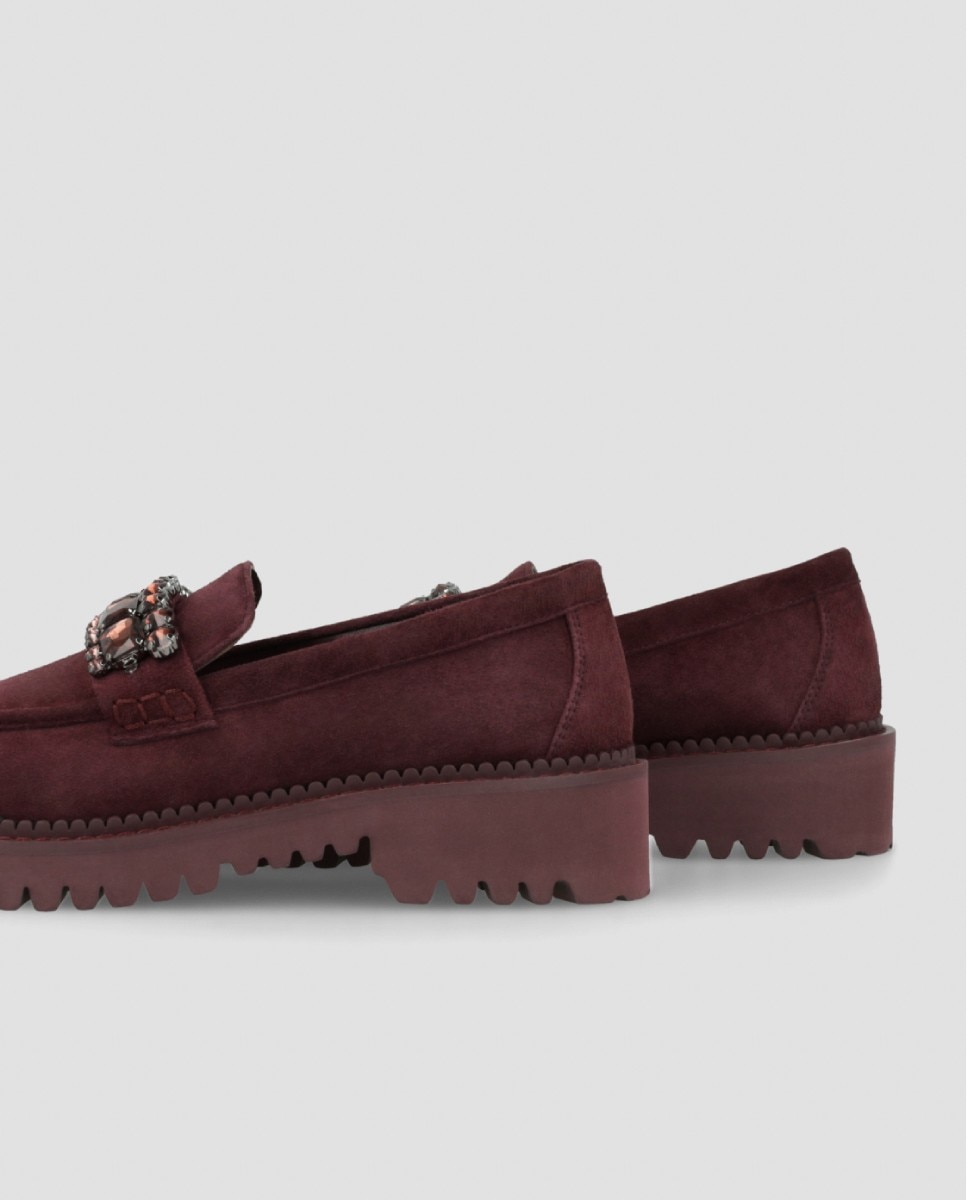 Mocasines de mujer en ante con adorno en copete - Lodi - Burdeos Burdeos-3