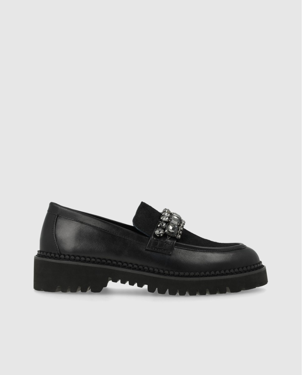 Mocasines de mujer en ante con adorno en copete - Lodi - Negro Negro-1