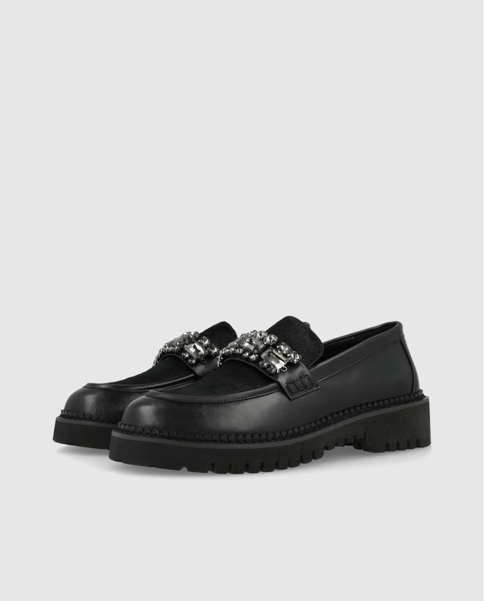 Mocasines de mujer en ante con adorno en copete - Lodi - Negro Negro-3