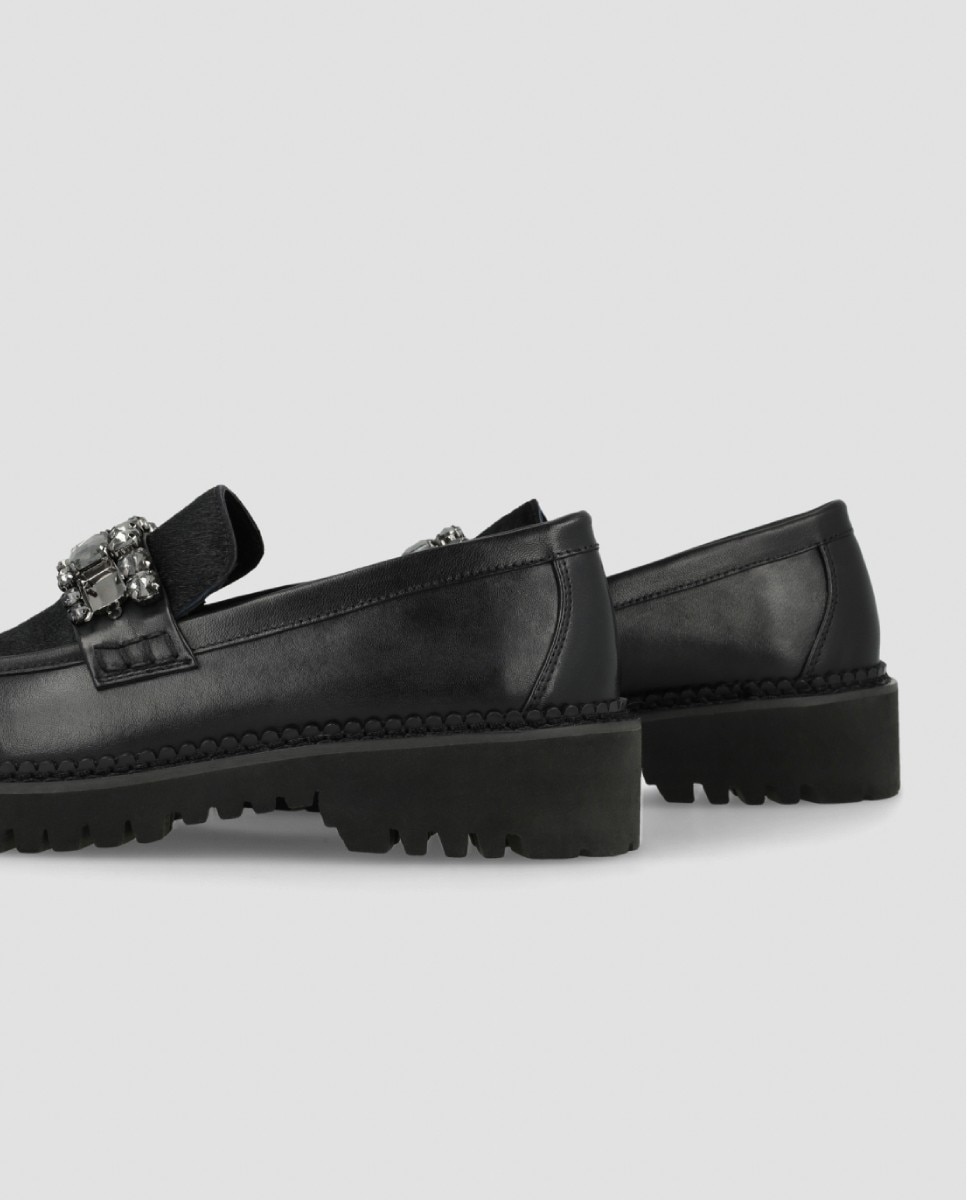 Mocasines de mujer en ante con adorno en copete - Lodi - Negro Negro-2