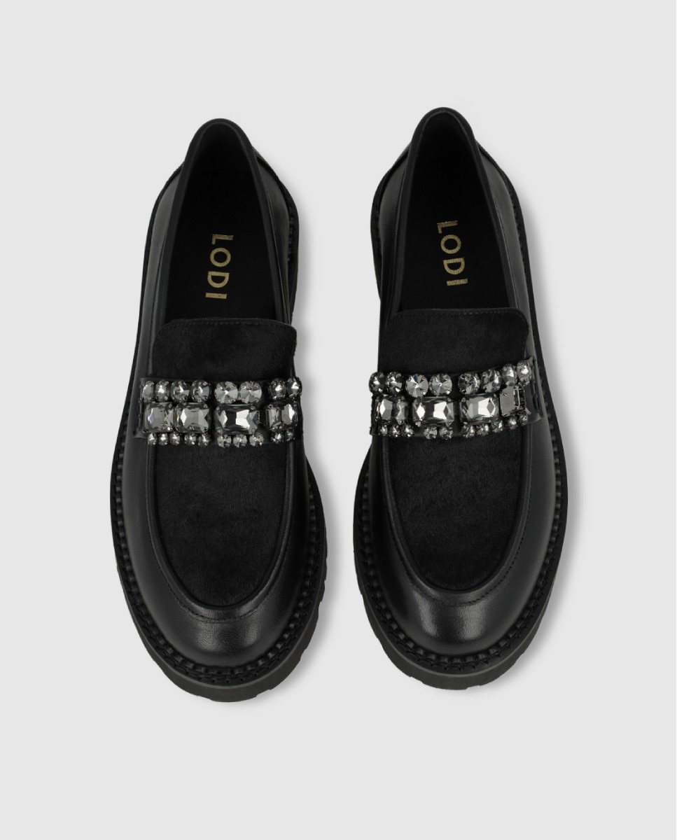 Mocasines de mujer en ante con adorno en copete - Lodi - Negro Negro-4