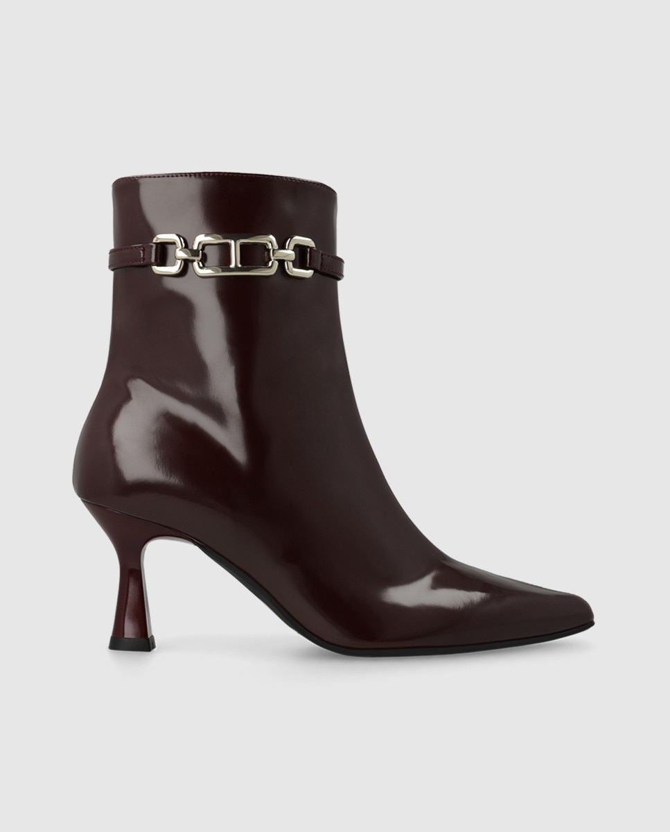 Botines de mujer en tejido efecto piel brillo - Lodi - Burdeos Burdeos-1