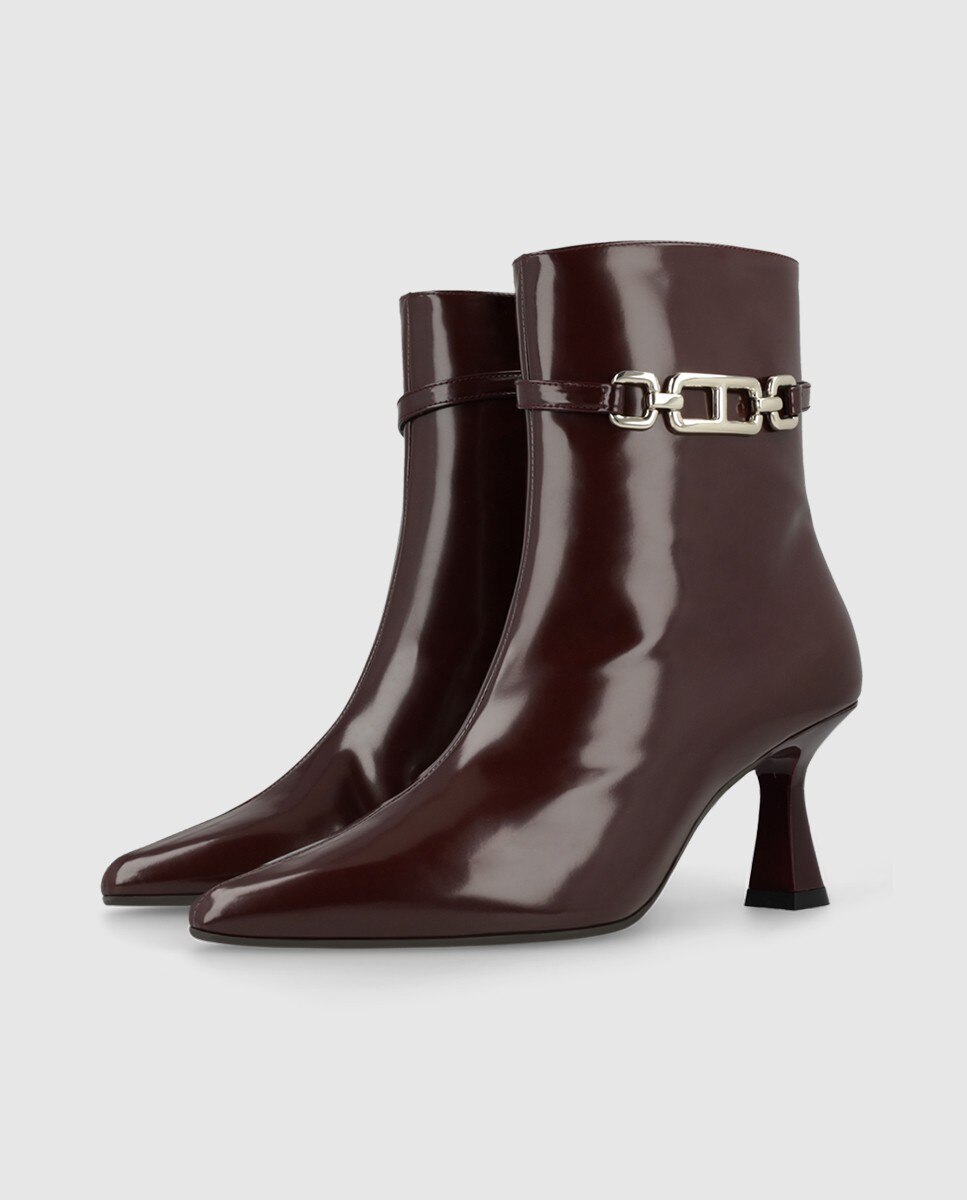 Botines de mujer en tejido efecto piel brillo - Lodi - Burdeos Burdeos-3