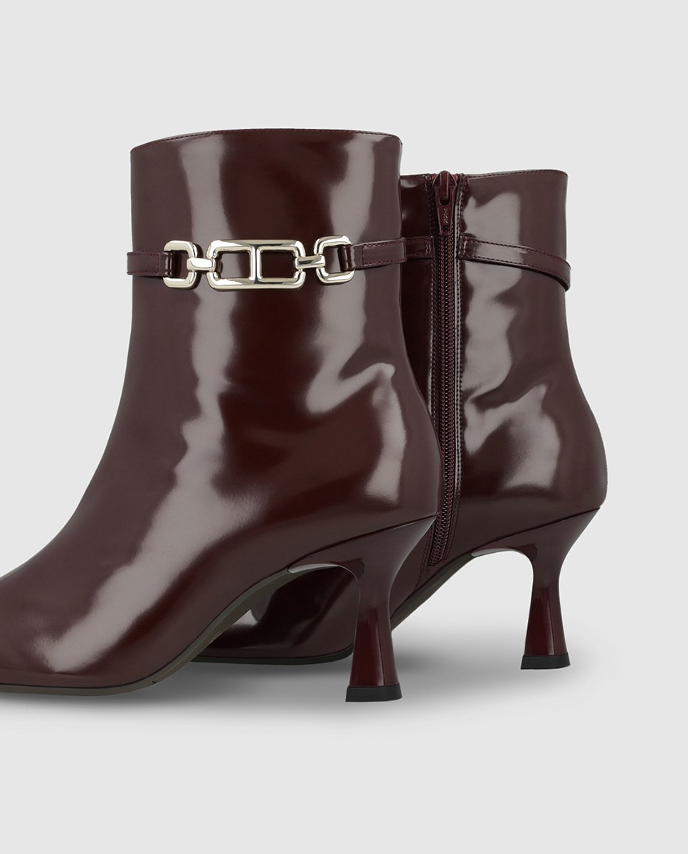 Botines de mujer en tejido efecto piel brillo - Lodi - Burdeos Burdeos-2